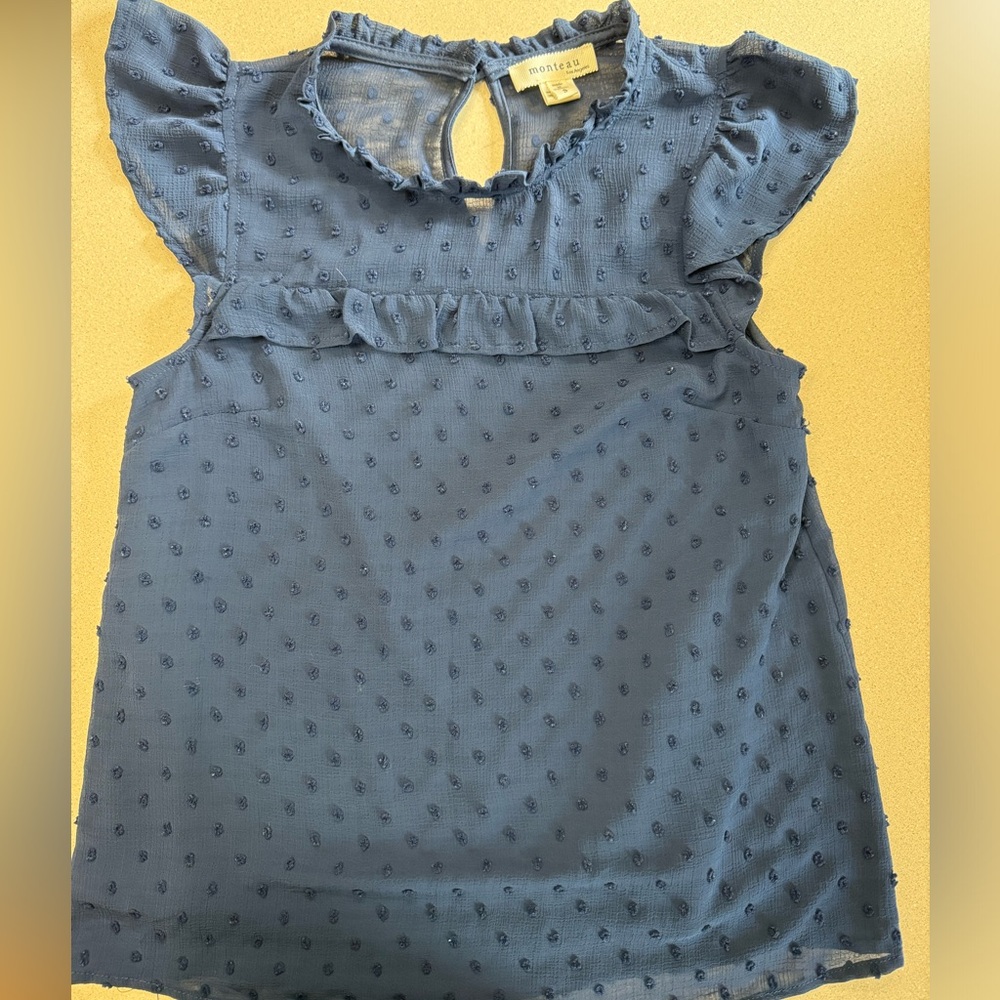 Monteau Short-Sleeve Polka-Dot Blouse